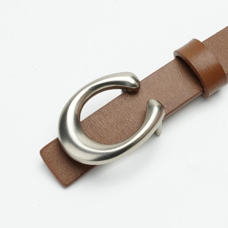

Women s Belt Women s Convenient Board Buckle Smooth Alloy Leather Punch with Cowhide Belt