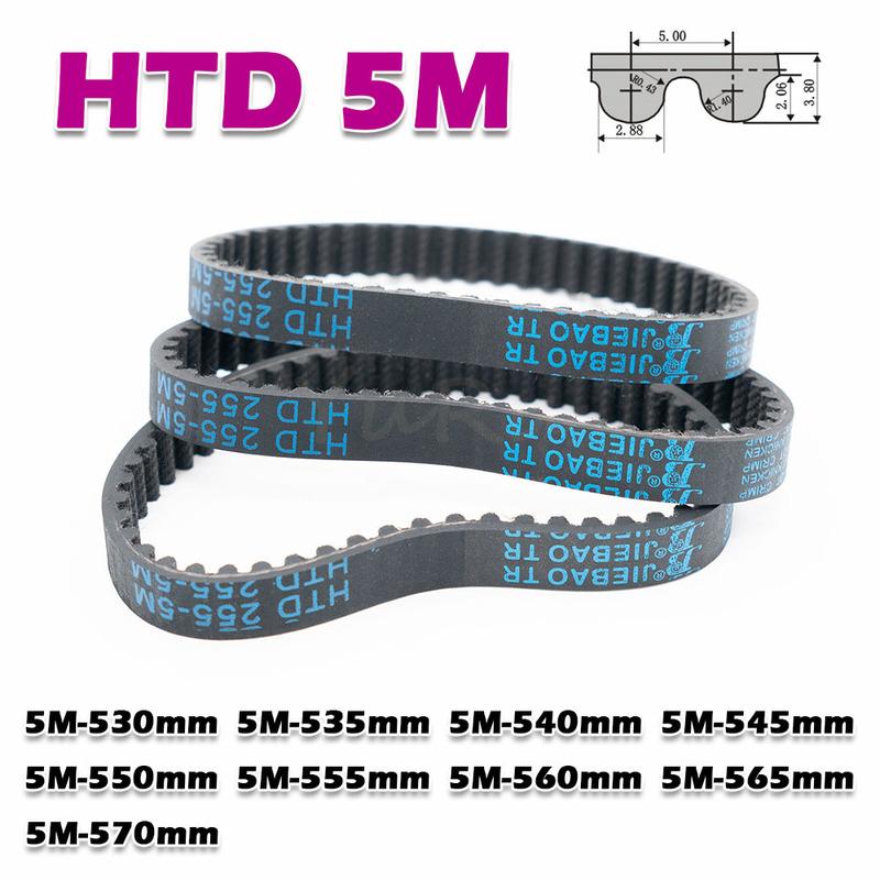 HTD 5M Rubber Closed Loop Timing Belt Perimeter HTD5M 530 535 540 545 550 555 560 565 570mm CNC Transmission Width 10~50mm Drive