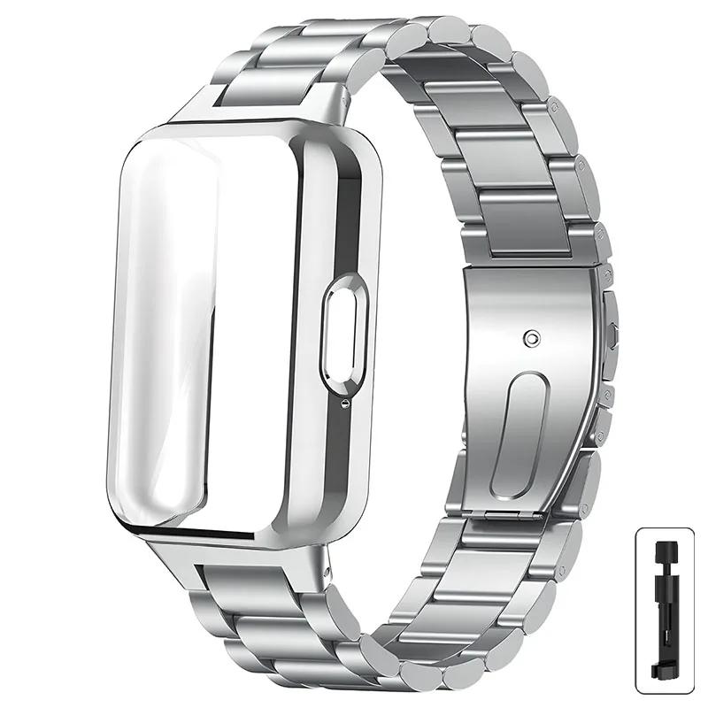 Case+Stainless Steel Strap For Samsung Galaxy Fit 3 Full Protective Screen Case For Samsung Galaxy Fit 3 Metal Band Accessories