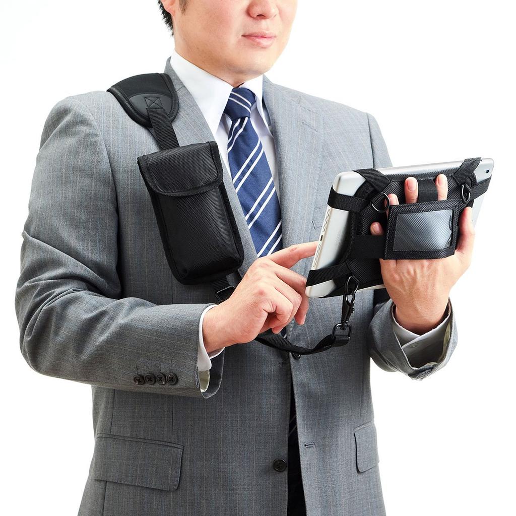 SANWA SUPPLY Tablet Schultergurt Handhalter & (10,1 Zoll) PDA-TABH8BK