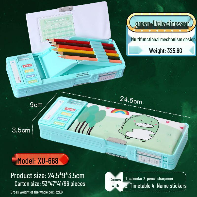 Creative Double-Layer Cartoon Pencil Box - Multifunctional, Large Capacity Stationery for Elementary Students