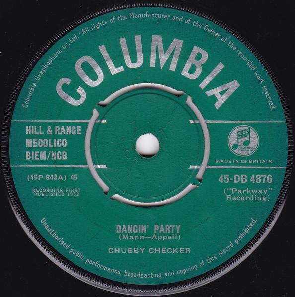 7inch Record CHUBBY CHECKER - Dancin' Party 45DB4876 Columbia 1962 UK Rock Used