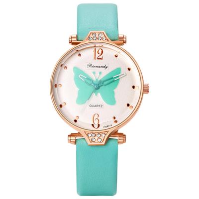 Cute Butterfly Wristwatch with Waterproof Analog Display: Simple and Stylish Quartz Movement with Leather Strap, Perfect for Commuting, School, or