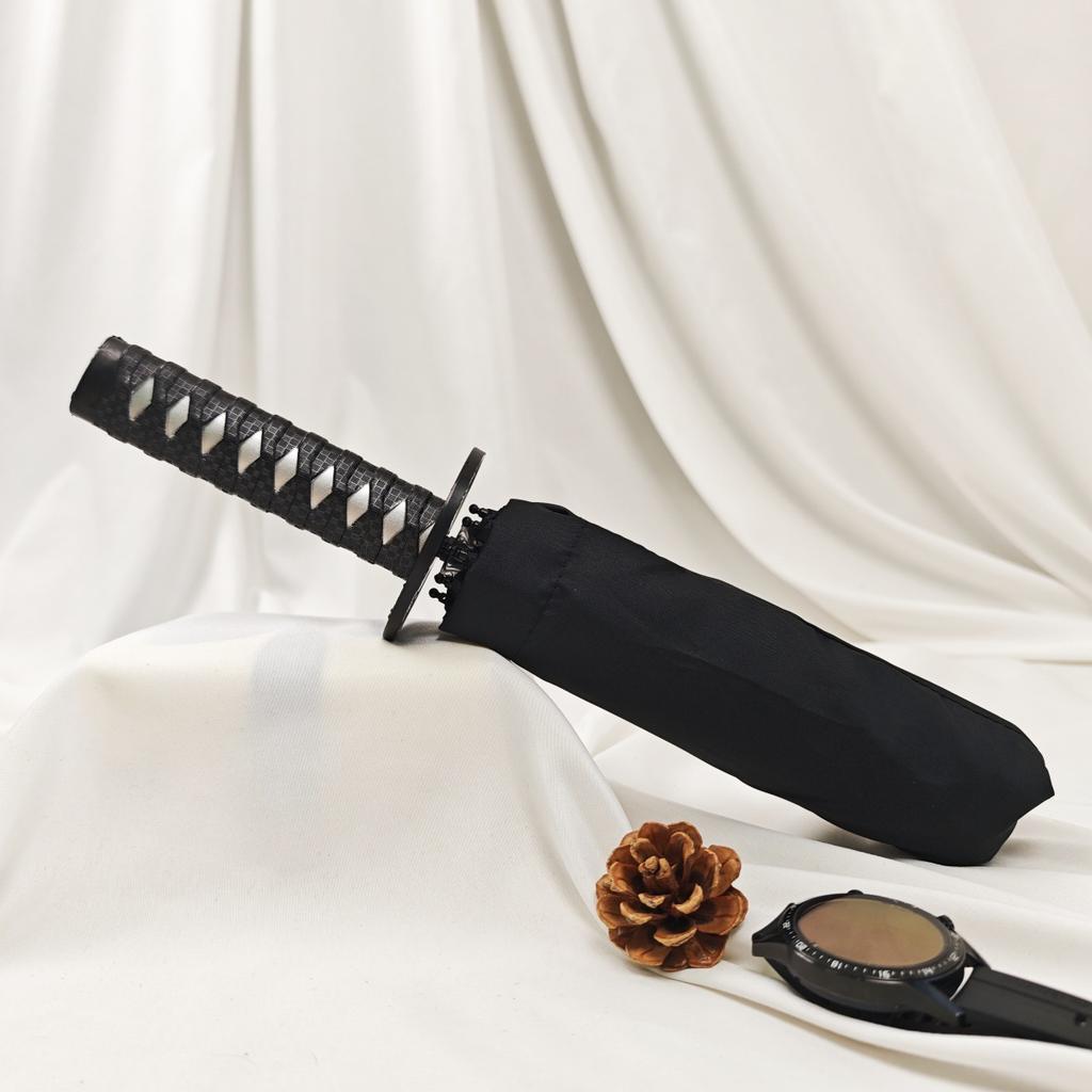 Paraguas Espada Katana Plegable Bloqueo UV Negro Sombrilla Impermeable Katana Japonesa Real Sable Samurai Paraguas Sombrilla Regalo