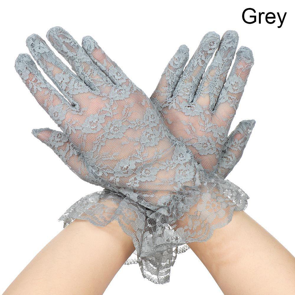 Damesfeest Elegante Handschoenen Zonnebrand Kant Handschoenen Rozenbloem Patroon UV Bescherming Handschoenen Bruiloft Witte Bruidshandschoenen