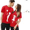 Polyester 100% Valentijnsdag T-shirts voor Koppels, Korte Mouwen, Veelzijdig, Ronde Hals, Leuke Gedrukte Designs voor Zowel Mannen Vrouwen