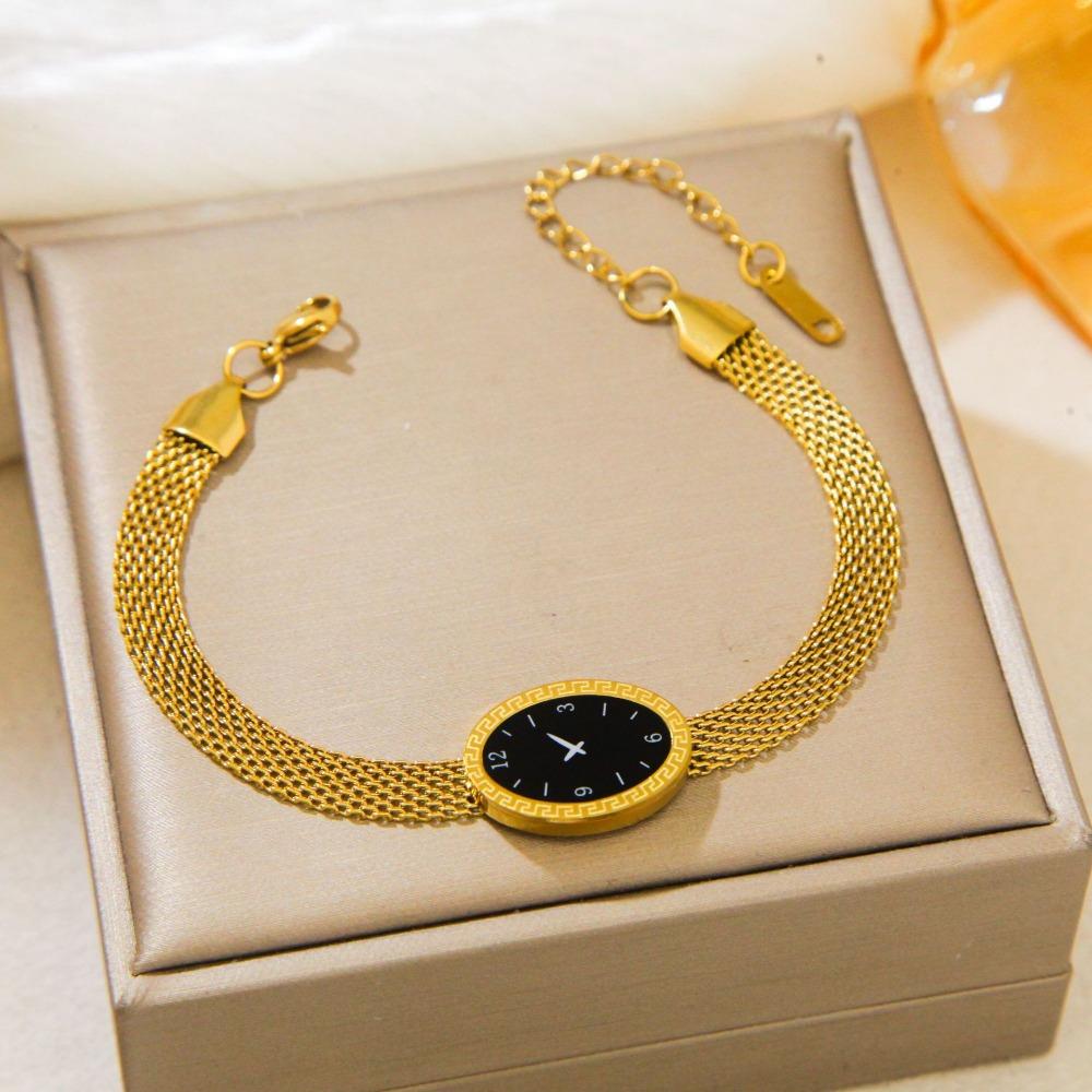 New Four-leaf Clover Bracelet Mesh Watch Bracelet Light Luxury Titanium Steel Watch Strap Chain Jewelry