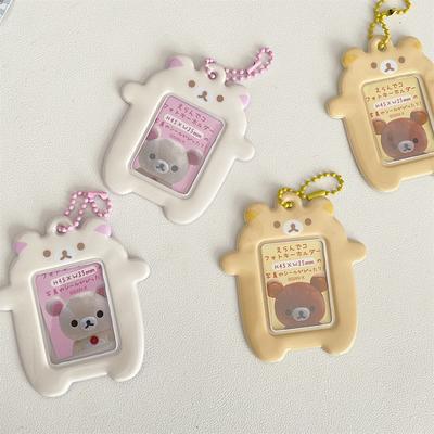 Carino orsetto coreano Kpop porta tesserino ID 2 pollici Porta Photocard Porta Espositore per Foto Sacchetto Pendente Manicotto protettivo Cancelleria