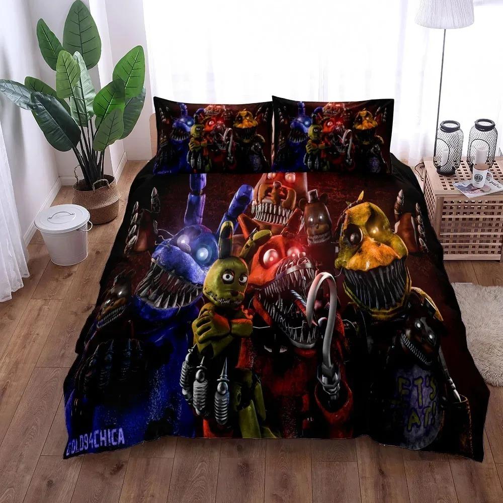 Cartoon Freddy Bedding Set Duvet Cover Pillowcase Bedroom Decor for Boys and Girls Birthday Gift Available In Single Double and