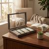 Wooden Pen Box with Glass Lid Clear Wood Display Premium for Office