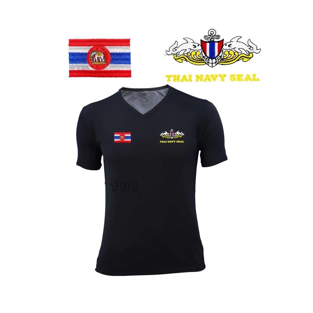 Thailandsk marineflagg Kongelig thailandsk marine segl T-skjorte Thailand Haiflagg Undertrøye V-hals Rund hals Korte ermer Trykk Hurtigtørkende
