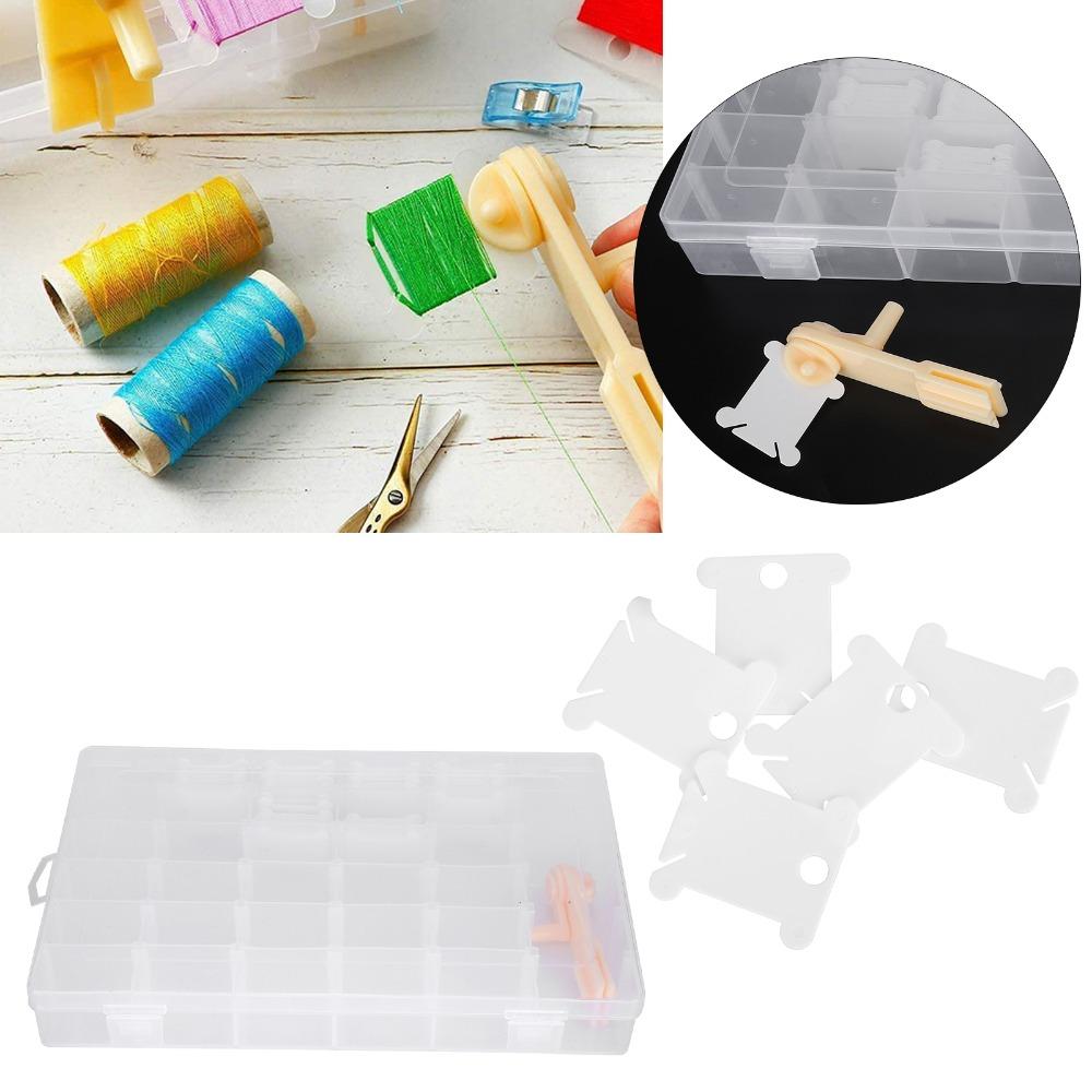 Stickers Included Thread Storage Box Plastic Embroidery Floss Organizer  For DIY Sewing