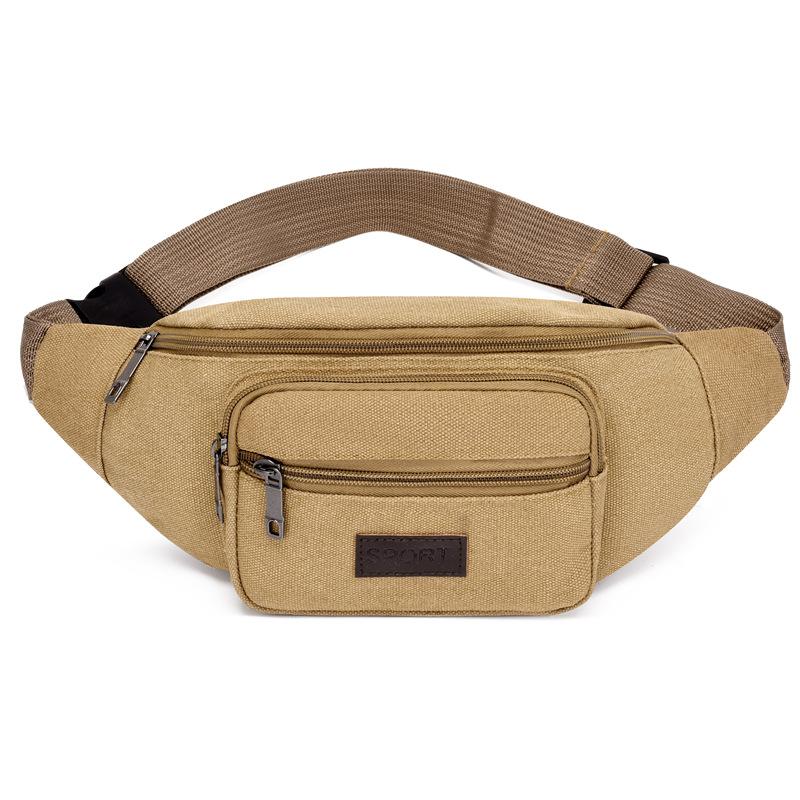 Men's Work Close-fitting Fanny Pack Wear-resistant Canvas Crossbody Mobile Phone Change Cashier Fanny Pack Shoulder Portable Multi-layer Bag