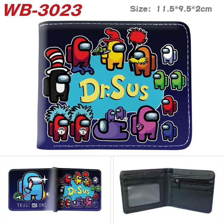 Among Us Wallet PU Leather Bi-fold Short Cartoon Game Card Holder Coin Purse for Students Black