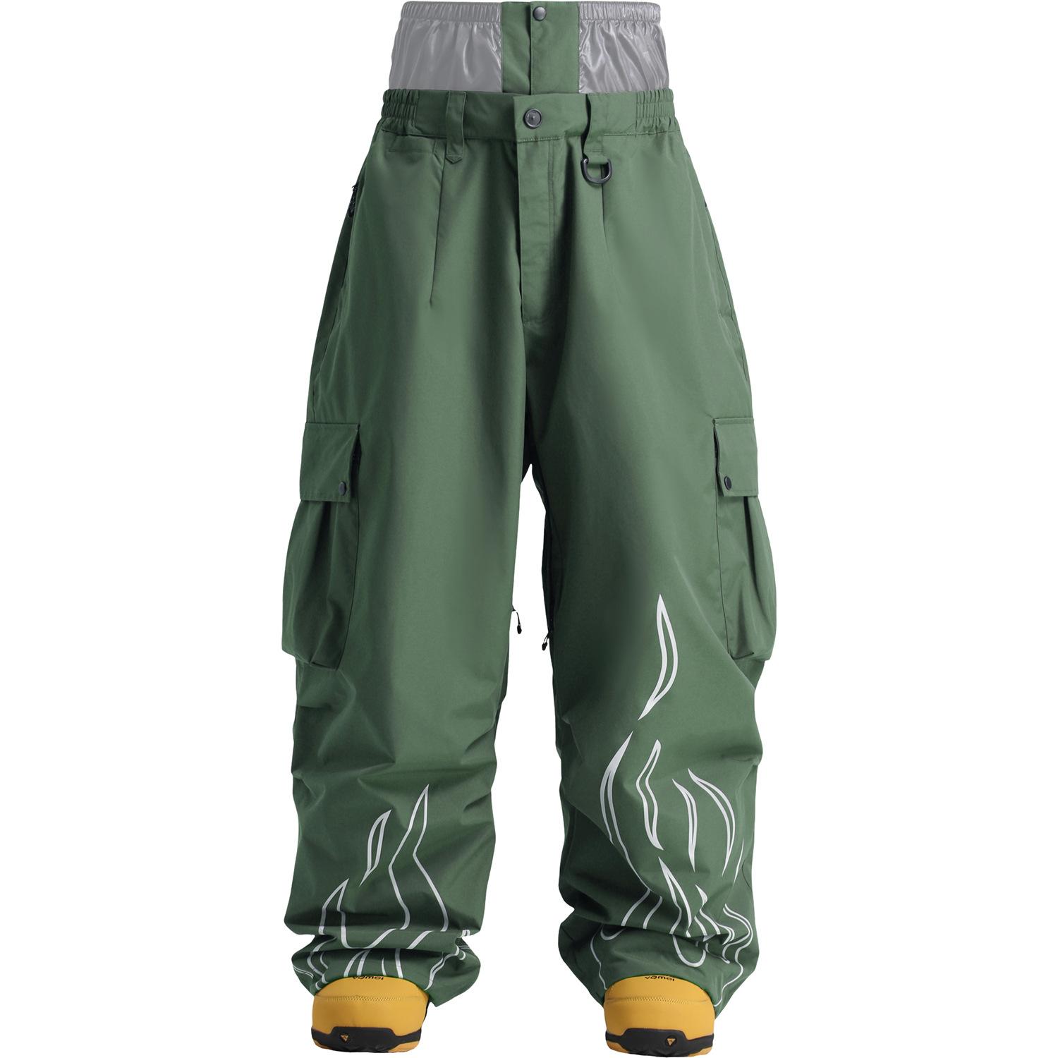 

GSOU SNOW Men Skiing Pant Windproof Waterproof Reflective Pattern Loose Style Snowboard Trouser Winter Wear for Outdoor Sport XS（old）