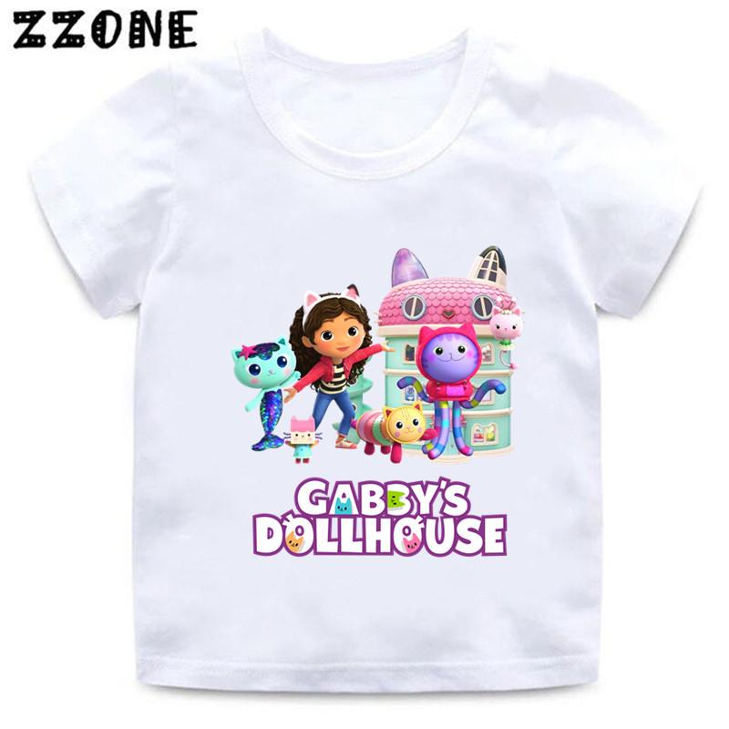 Girls Clothes Cute Gabbys Doll House Cartoon Kids Funny T-Shirts Baby Boys T Shirt Summer Short Sleeve Children Tops,ooo5456