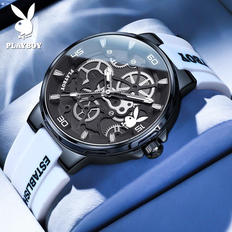 

Playboy Men s Multifunctional Waterproof Quartz Watch with Rubber Strap