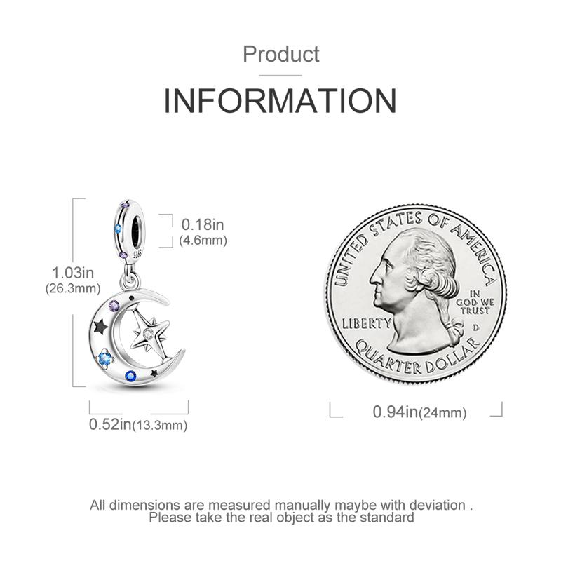 Charms Copper Mysterious Starry Sky Moon Star Pendants Fit Charms Plata Original Bracelet Beads Women Jewellery Making