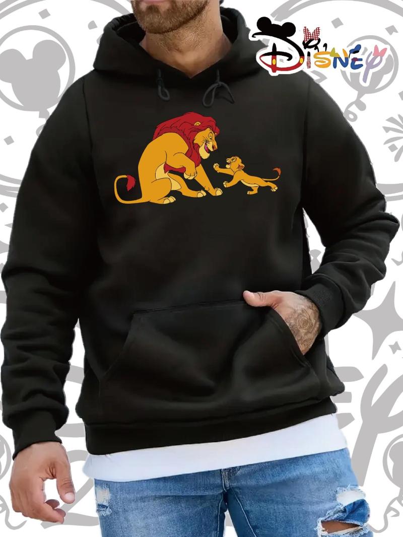 

Disney Lion King, Simba and Mufasa Cartoon Style Printed Casual Sports Hoodie, Comfortable Autumn and Winter Men s Top L