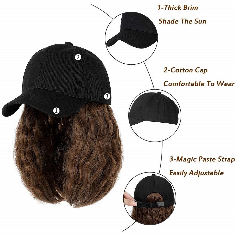 Damen Bob Perückenkappe mit Schirmmütze, All-in-One Kurzhaar Baseballkappe Perücke, Ganzjahres Universelles Vollkopf Synthetisches Haarteil für Tägliche Mode