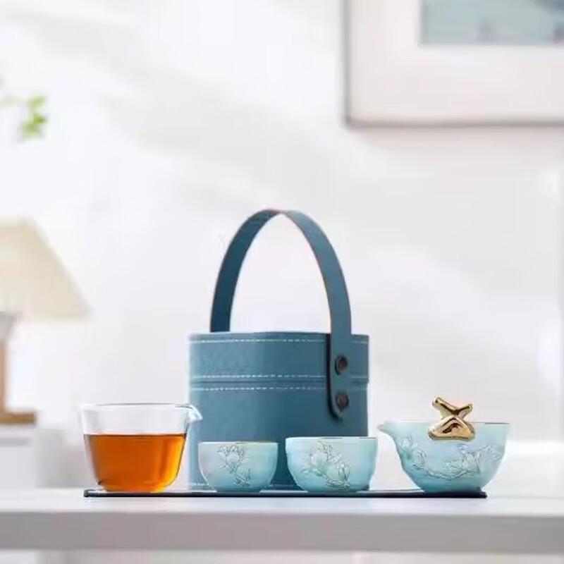 Yaxun Siyuan Magnolia Portable Ceramic Travel Tea Set