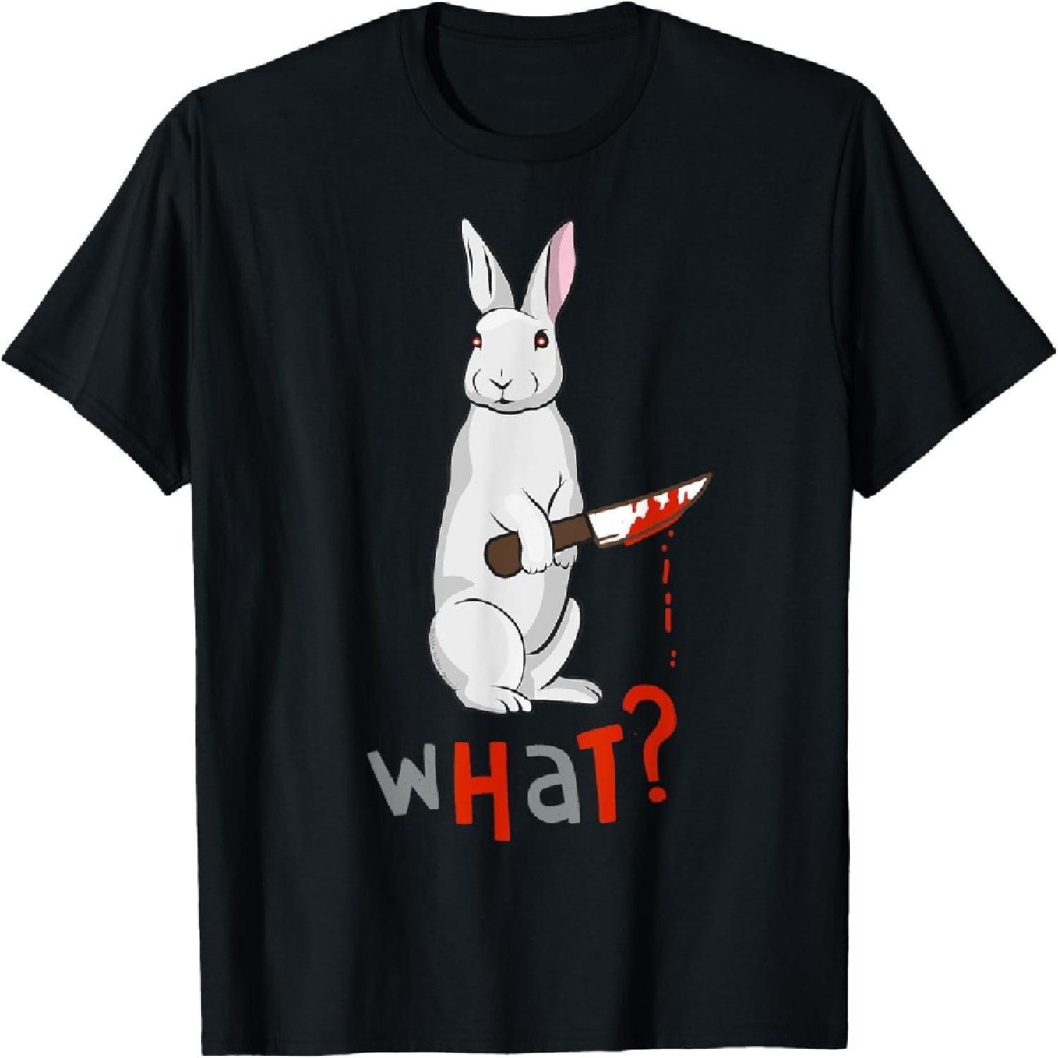Funny Scary Eyed Killer Rabbit Adult Humour T-Shirt S