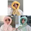 Winter Plush Hat With Scarf For Adults Pure Color Cozy Windproof Korean Style