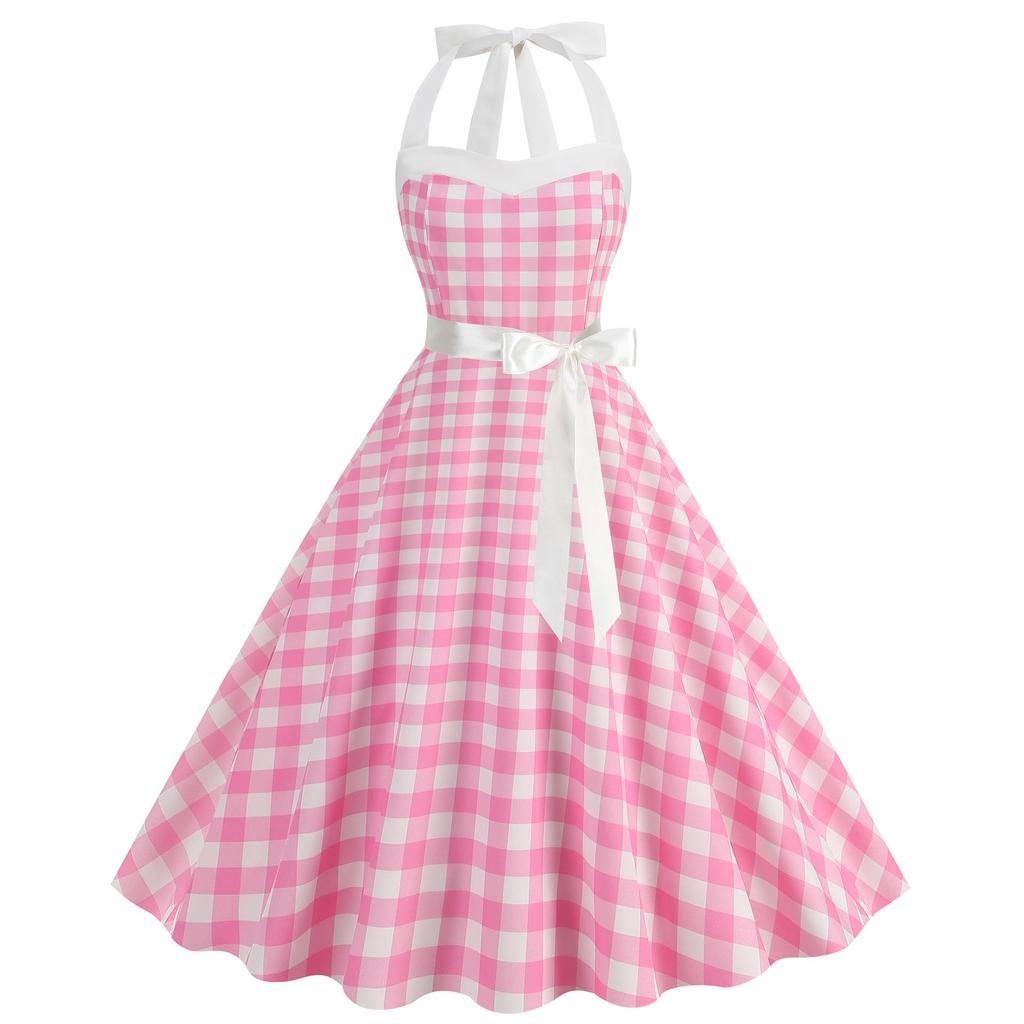 Retro Hepburn-Style Polka Dot Swing Dress