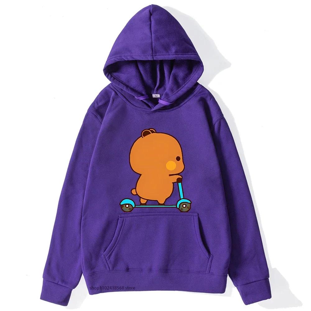 Cute Couple Hoodie Cute Bubu and Dudu Are Playing Scooter Together Sweatshirts Hooded Men's Clothes Women Panda Bear Top