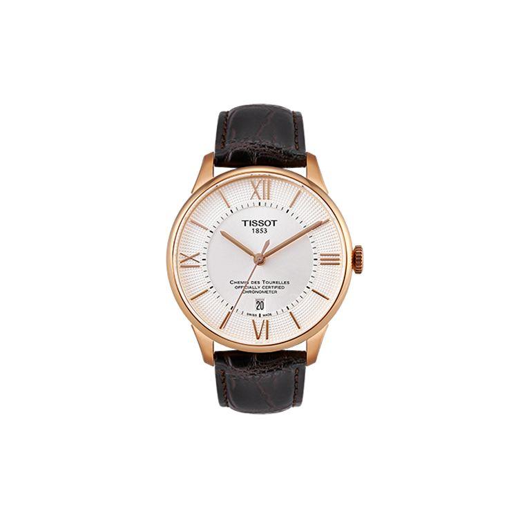 Tissot Men's White Durul Series Automatic Mechanical Movet 50M Water Resistant Watch 42Mm Dial Stainless Steel Case Leather Strap T099.408.36.038.00