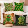 Funny K-Kermit The Frog Cushion Cover Soft Plush Fabric Double-Sided Printed Sofa Cushion Cover For All Seasons Home Decor Gift