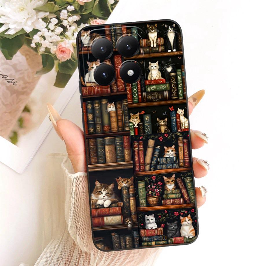 Phone Case For Xiaomi 15T Pro New Fashion Black Cat Cartoon Dragon Animals Pattern Bumper For Xiaomi Mi 15T Liquid Silicone Capa