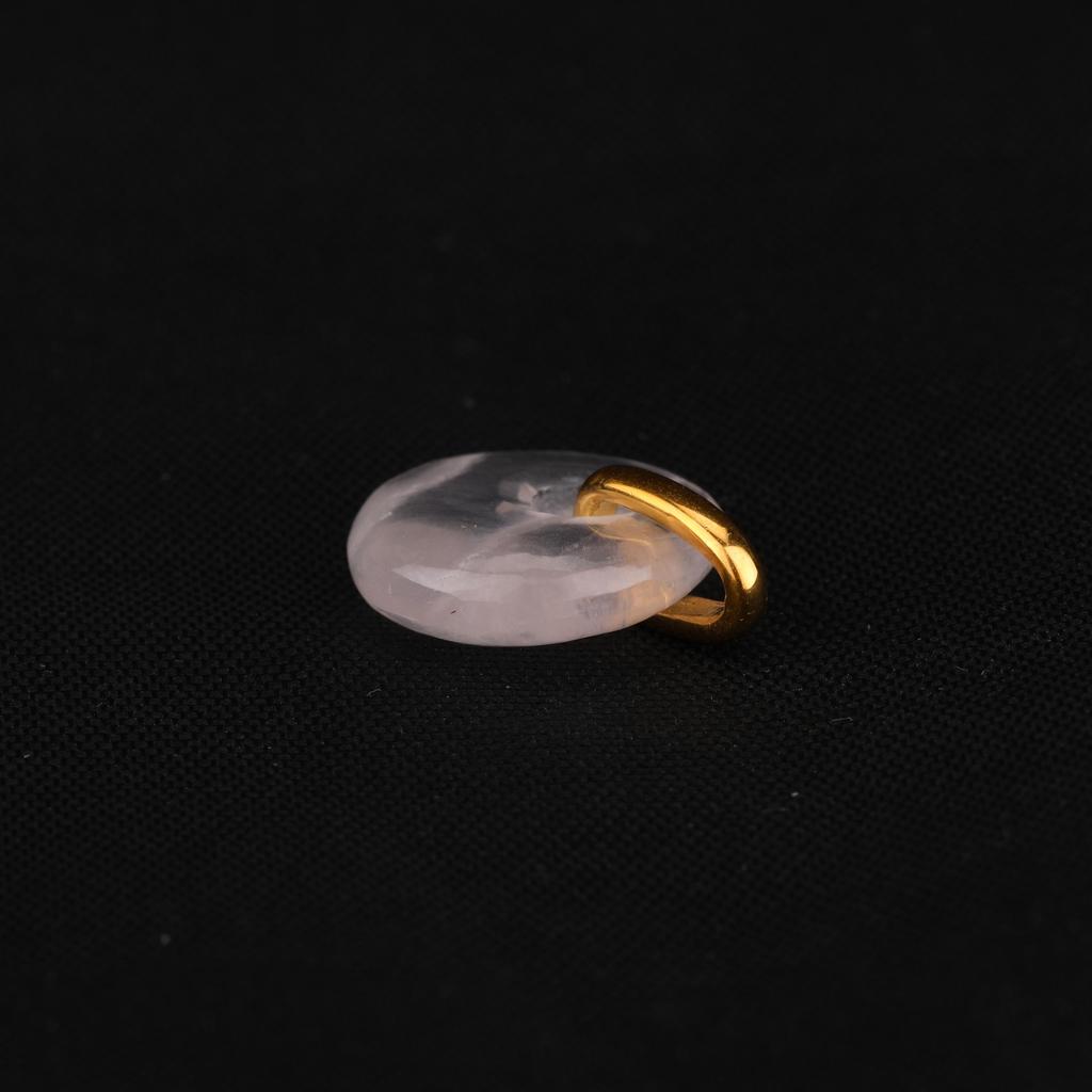 Rose Quartz Donut Pendant 925 Sterling Silver Gold Plated Rhodium Minimal Fine Jewelry Gift for Her