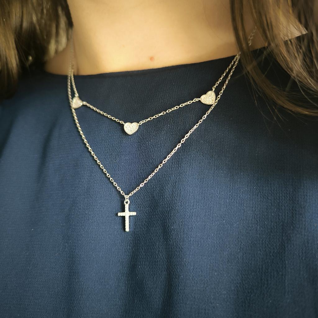 Серебряное колье с фианитами, вес изделия 5,11 гр (2211563)