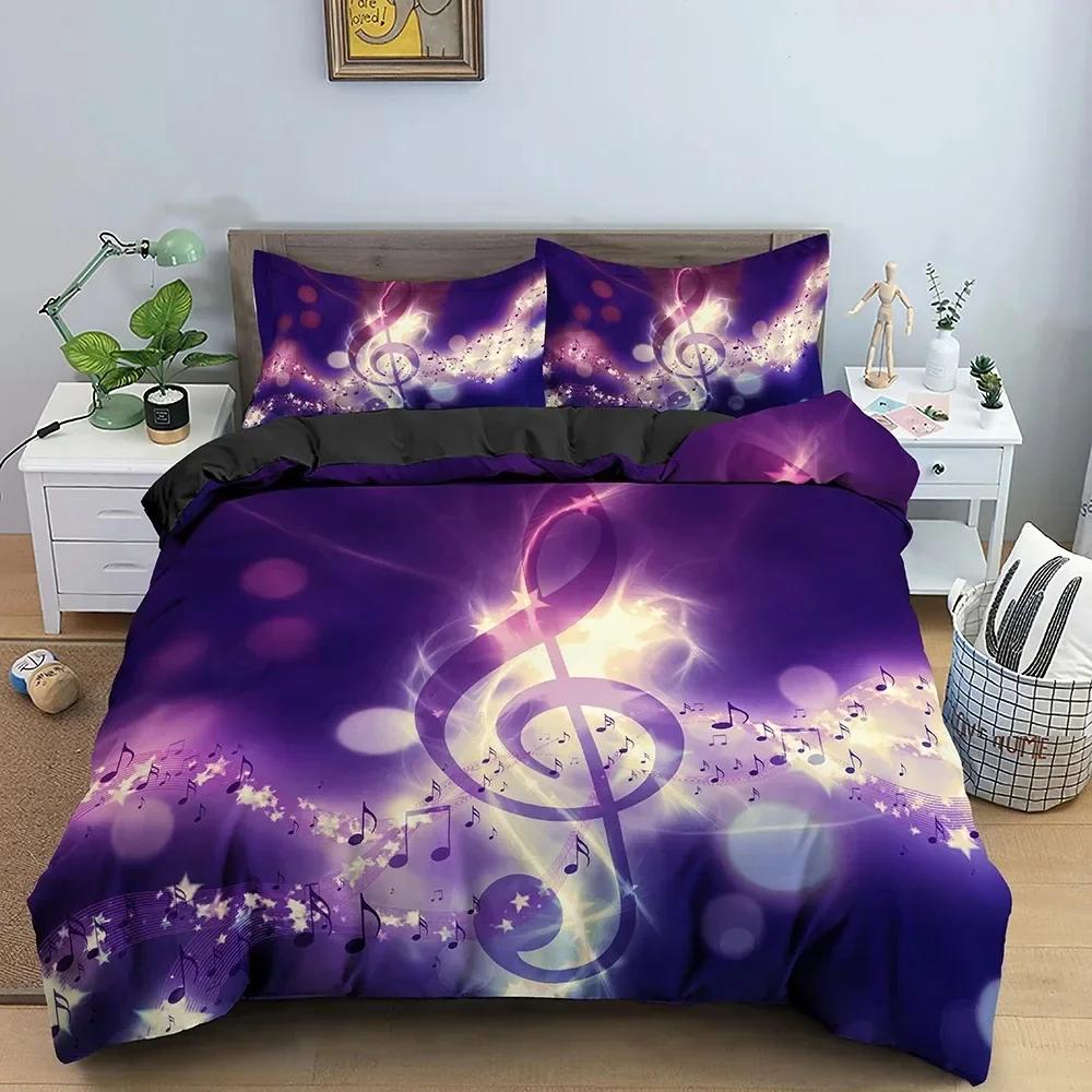 Music Notes Piano Keys Keyboard Music Melody Comfortable Duvet Quilt Cover Pillowcase Bedding Set Children Bedroom  Home Textile