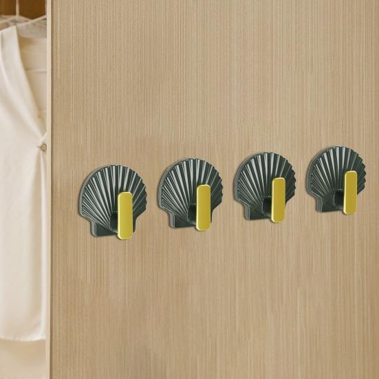 4 Teile/satz Shell Form Wand Haken Moderne Wasserdichte Schlag Kostenloser Heavy Duty Handtuch Kleidung Tür Zurück Kleiderbügel Badezimmer Küche Liefert