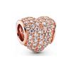 Plated Rose Gold Sparkling Pink Air Balloon & Levelled Heart Charm Bead Fit Original Sier Bracelet DIY Jewelry
