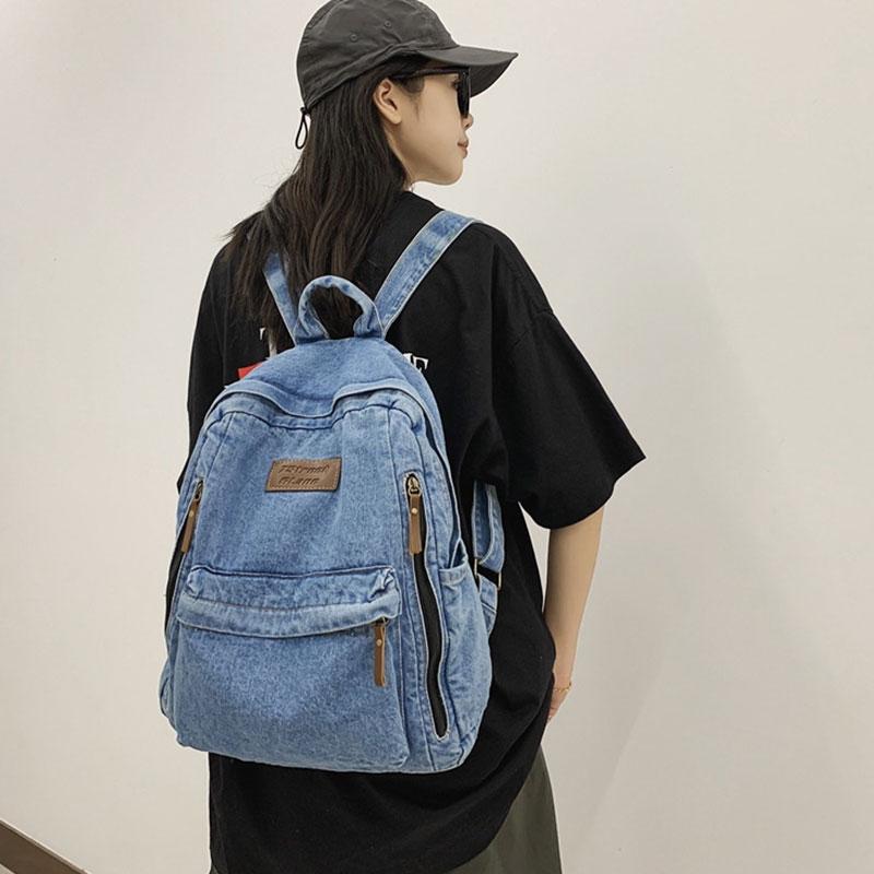 Denim Women's Backpack Fashion Student School Bag Lightweight Women Travel Backpacks College Girls School Backpack