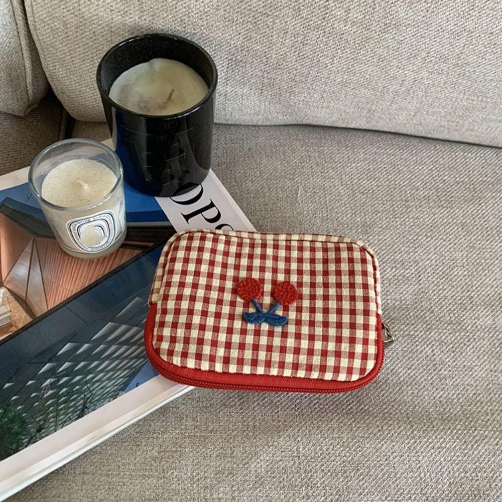 Multifunctional Plaid Makeup Bag Cloth Toiletry Bag Fashion Travel Storage Bag  Unisex