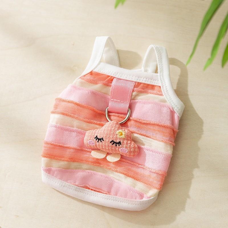 

Полосатый поводок-слинг для рыбы, одежда для собак, жилет для маленького щенка, дышащая одежда для кошек и домашних животных на весну и лето XXL (recommended weight 15-10 kg)