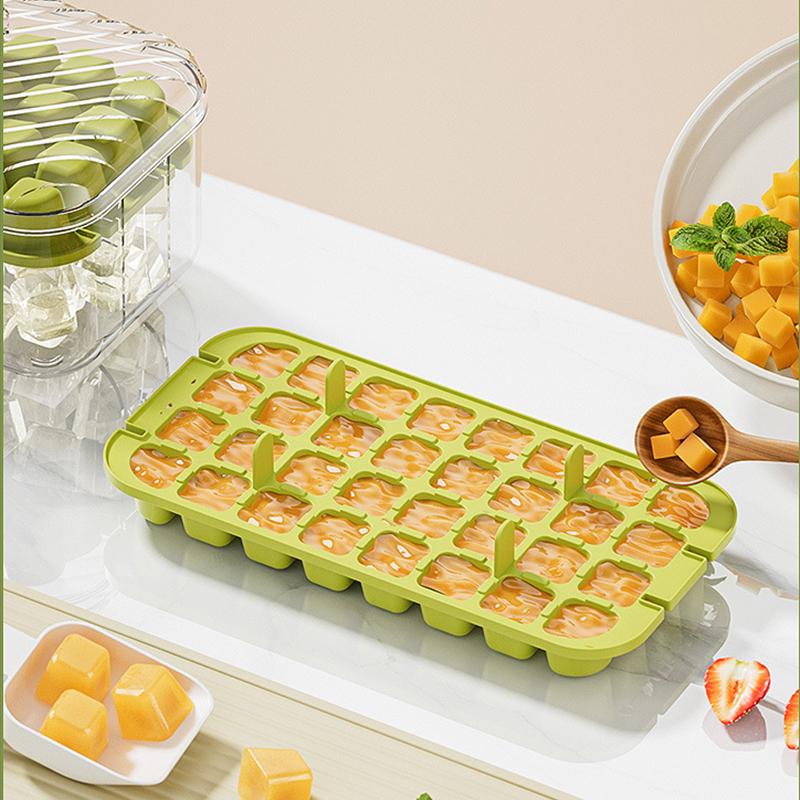 32/64 Grids Press Type Ice Cube Tray With Lid And Storage Box Ice Cube Maker Mold For Home Use Reusable Ice Cube Mold For Cockta