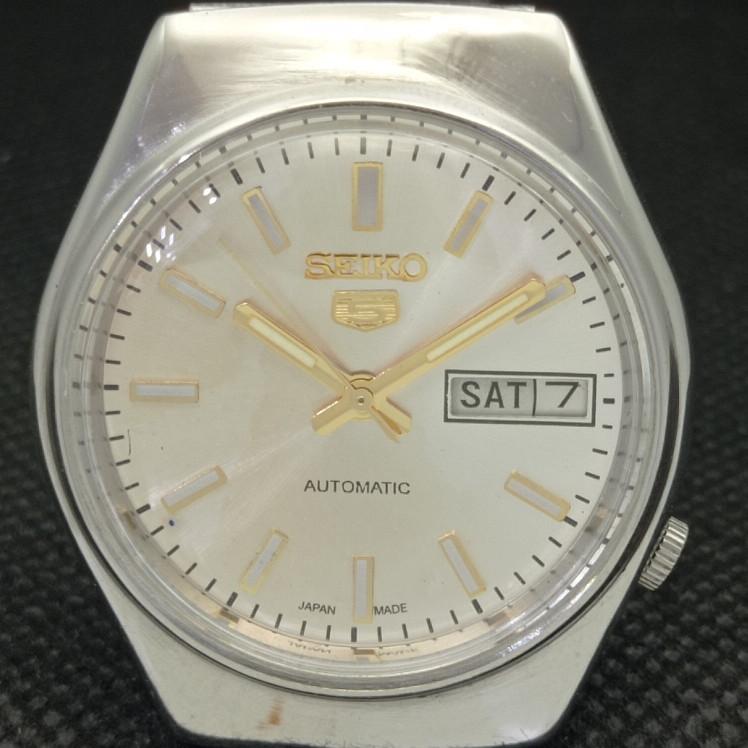 Gebrauchte Vintage Seiko 5 Auto 6309A japanische Herrenuhr mit Tag/Datum, silberfarben, 608h-a316776-9, SKU608h-a316776