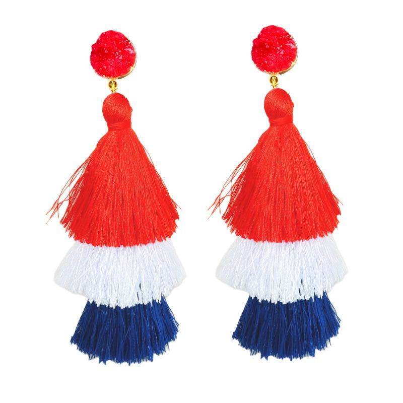 American Independence Day Earrings USA Winged Butterfly Diamond-encrusted Boots Oil-drip Pendant Earrings