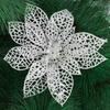 New Wedding 15cm Xmas Tree Decorations Flowers Christmas Glitter Hollow