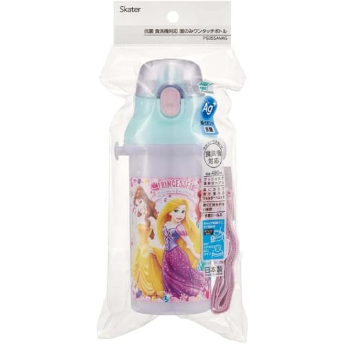 Skater Disney Princess Water Bottle, 24 Oz (480ml), Kids', Antibacterial Plastic, Child-Friendly, Lightweight, Made In Japan, PSB5SANAG-A