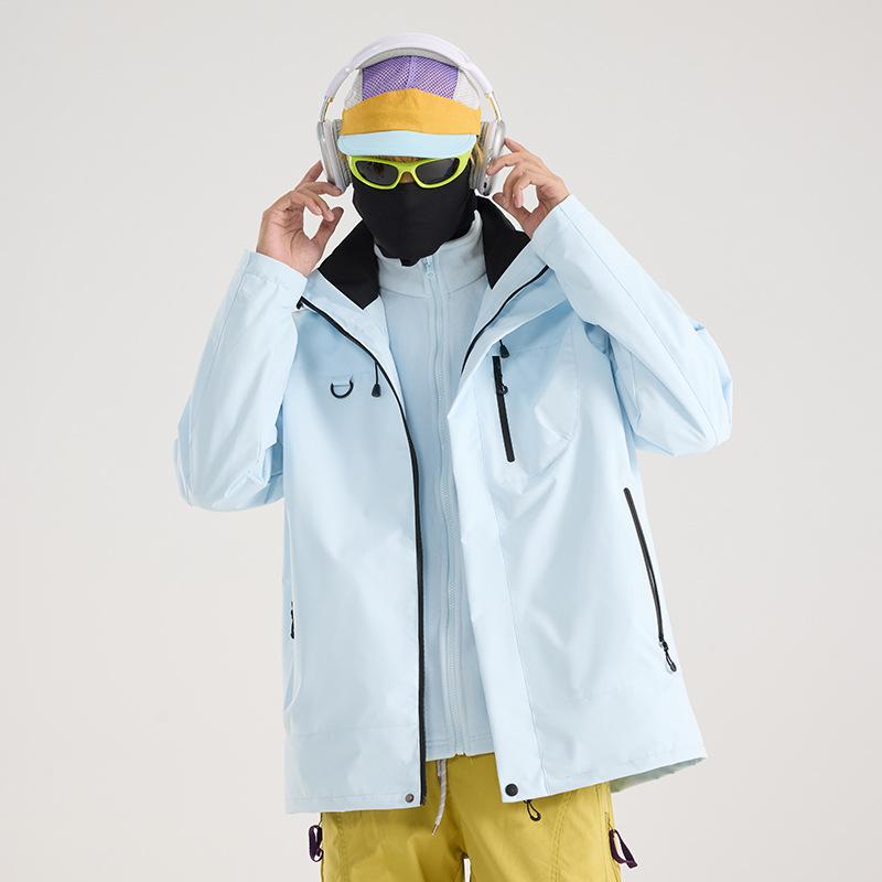 Outdoor three-in-one jacket two-piece set men's and women's mountain windproof and waterproof travel into Tibet mountaineering jacket