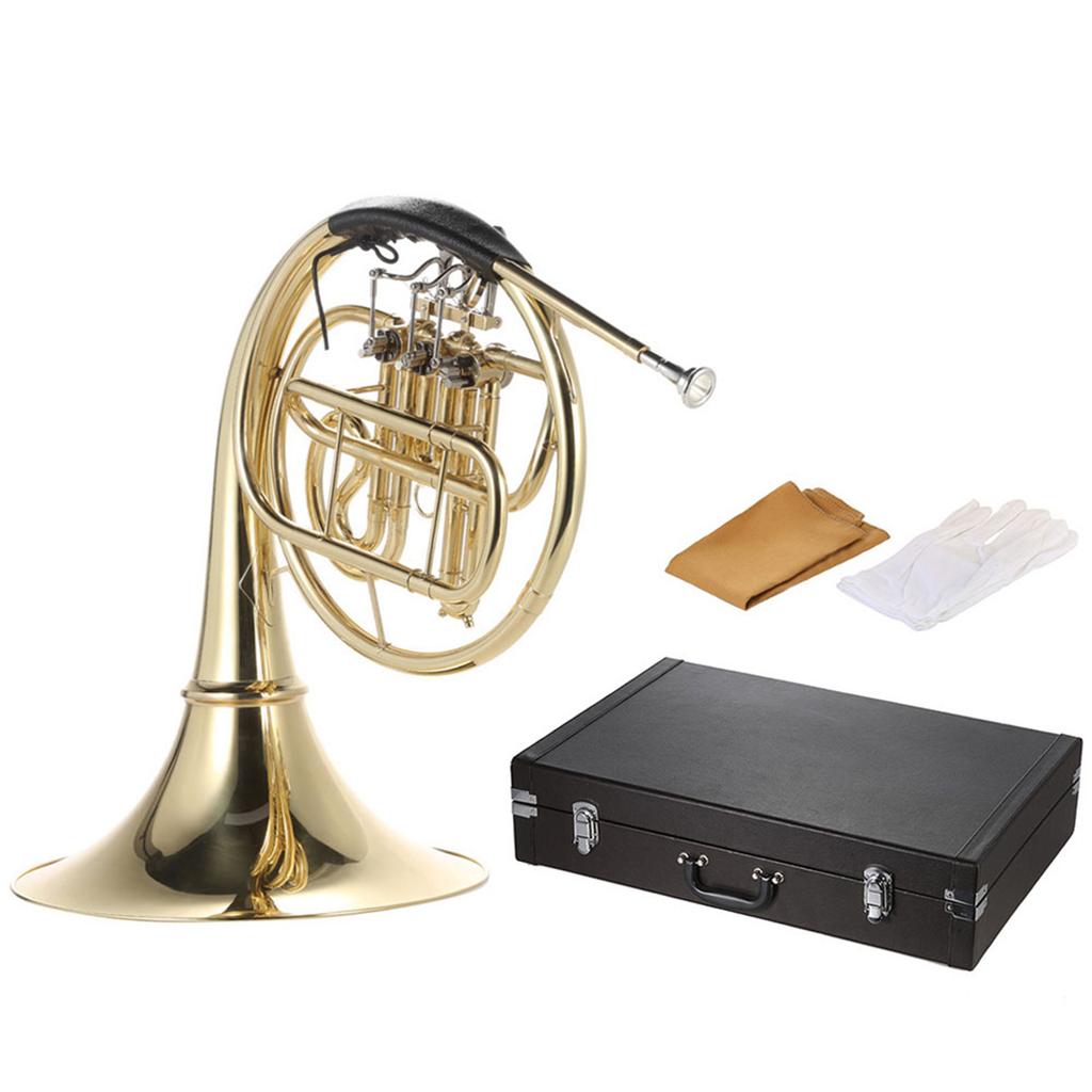 Bb Single French Horn 3 Key Brass Gold Lacquer Single-Row Split French Horn Wind Instrument with
