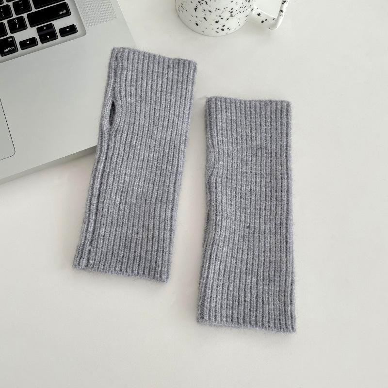 Winter Warm Gloves Knitted Mittens Soft Warm Fingerless Gloves Women Fashion Solid Color Half Finger Gloves Winter Accessories