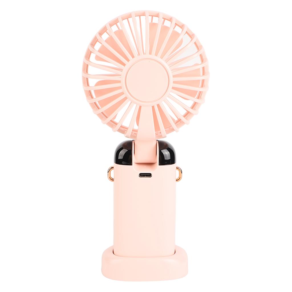 Mini Handheld Fan ABS Portable Digital Display USB Charging Foldable Neck Hanging Fan with Lanyard for Office Outdoor