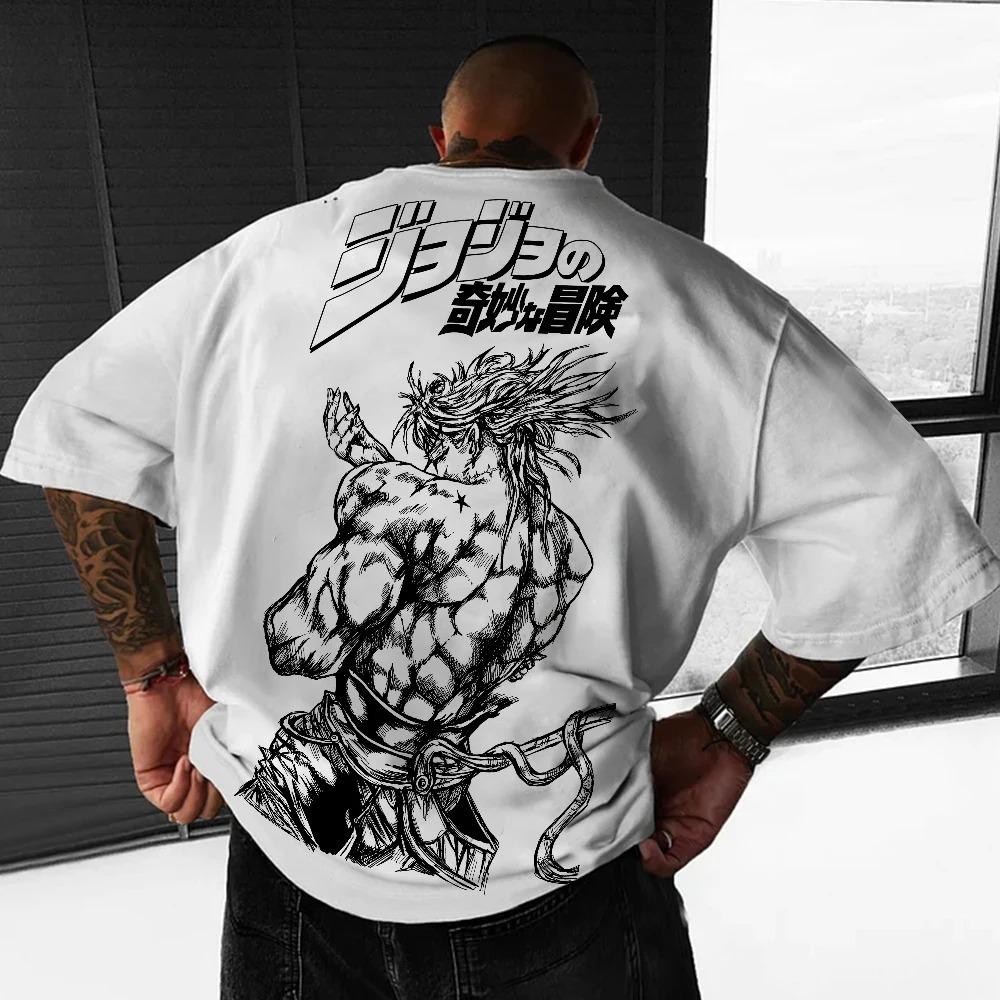 Oversized White JoJo s Bizarre Adventure T-Shirt with Dio Brando Back Print 4XL